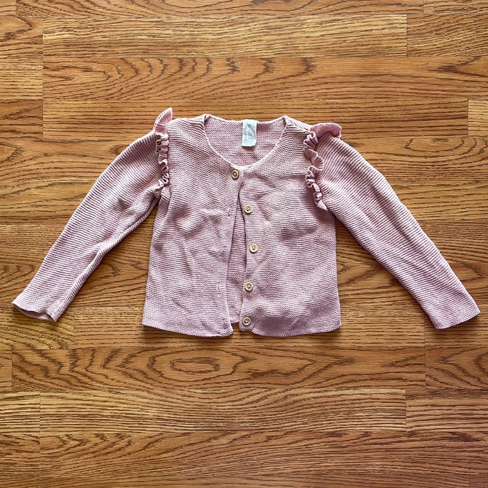 H&M baby pink 100% cotton cardigan sweater - 12-18m - gently used